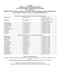 ГРАФИК ПРИЕМА СТАВРОПОЛЬСКИМ МФЦ НА ТЕРРИТОРИЯХ СЕЛЬСКИХ ПОСЕЛЕНИЙ август 2024 года